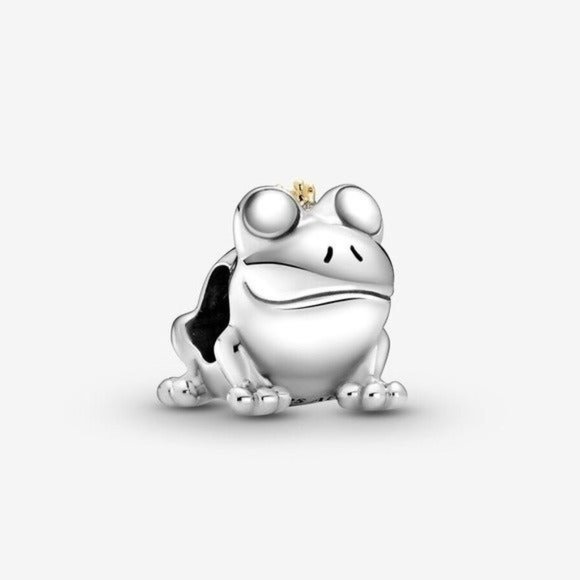 Frog Prince Pandora charm silver gold 2 tone - Picture 1 of 3